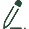 Green pencil icon tilted with a line beneath it.