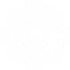 White gear icon with a central circle and spokes on a black background.