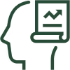 Silhouette of a person analyzing a chart with upward trends on a screen.