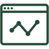 Black line graph on a screen showing data points with upward and downward trends.