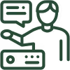 Illustration of a person with data charts and graphs representing data analysis or data science.