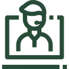 Black icon of a person with a briefcase on a laptop screen representing a consultant.