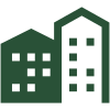 Icon of two adjacent buildings with multiple windows, symbolizing property or real estate.