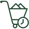Shopping cart icon with a clock symbol indicating timed or scheduled procurement.