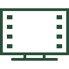 Simple icon of a computer monitor with a thick frame and stand.