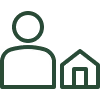 Icon of a person with a house symbol, representing a caretaker or property manager.