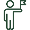Simple black outline of a person raising one hand.