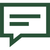 Icon of a speech bubble with three horizontal lines representing text inside.