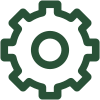 Green gear icon symbolizing settings or mechanical operations.