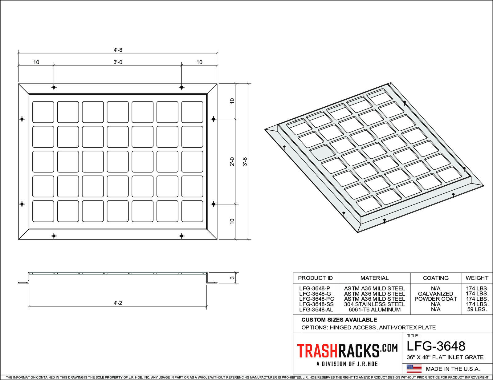 Flat Base Inlet Flat Inlet grates