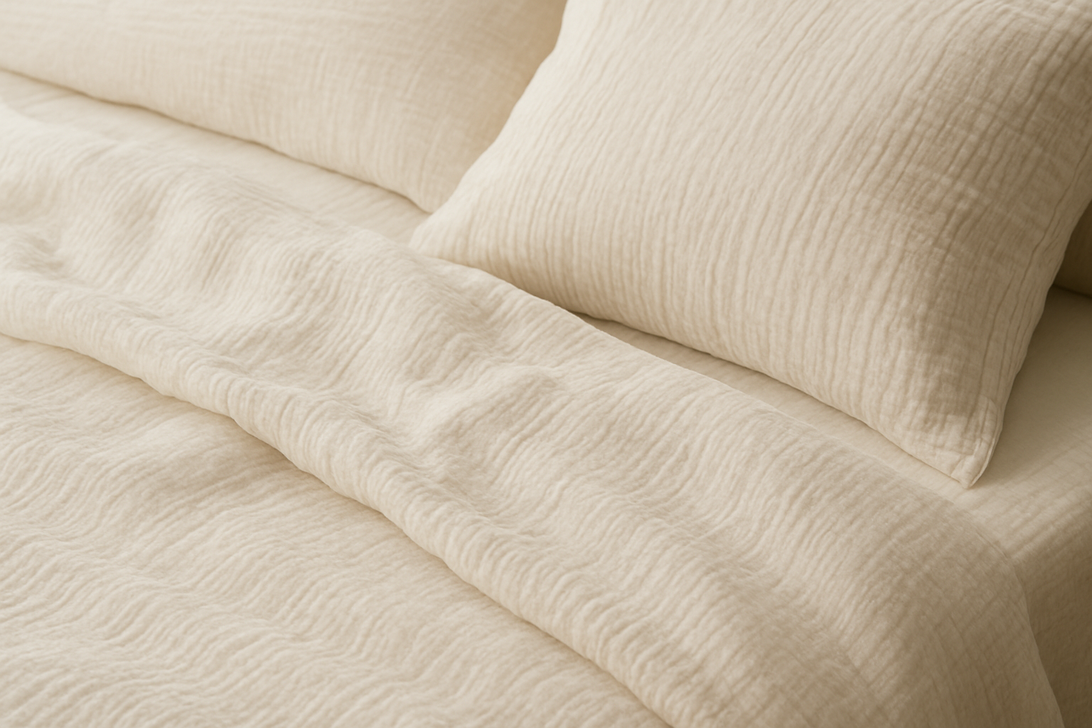 Literie en gaze de coton à l’effet froissé naturel