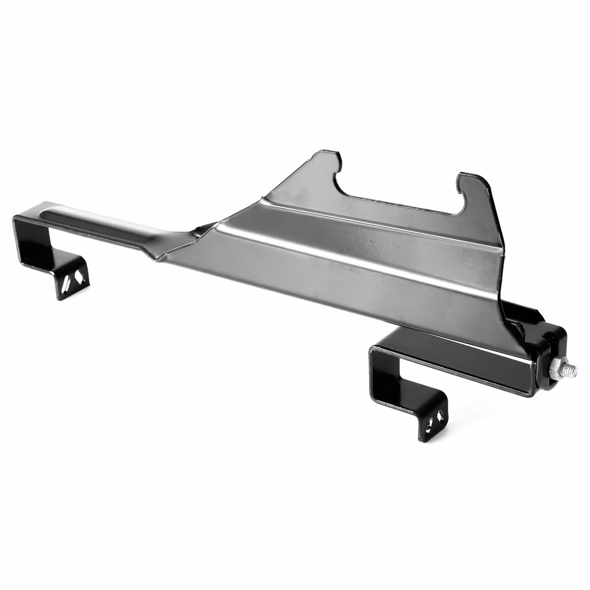 Musta Rauli aurinkopaneeli kiinnike metalli- tai teräksinen pidike, jossa kiinnitysreiät ja mutteri kiinnitystä varten.