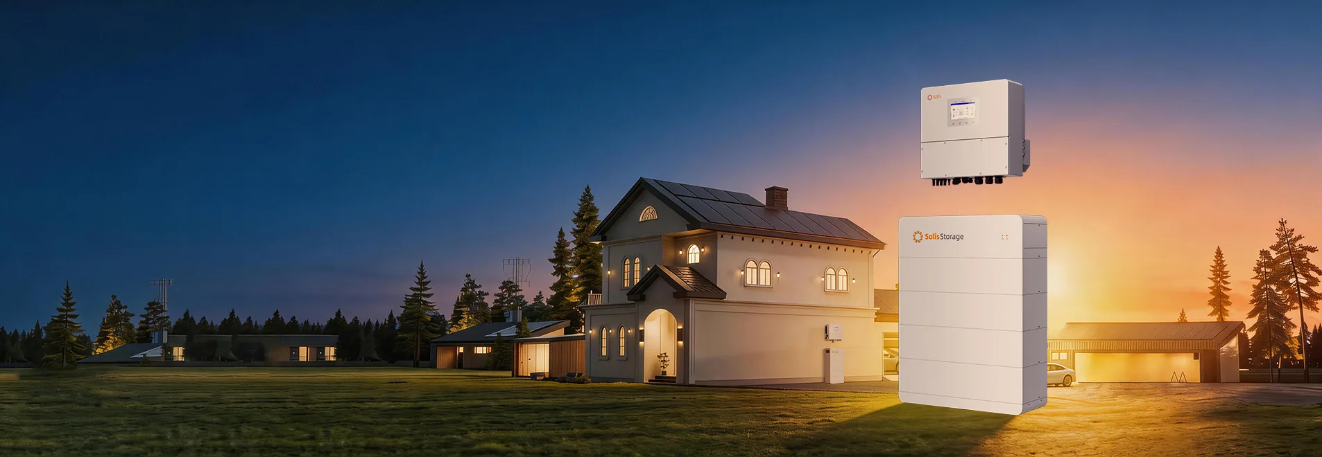 Solis FlexHome-H -akusto ja Solis-hybridi-invertteri vierekkäin.