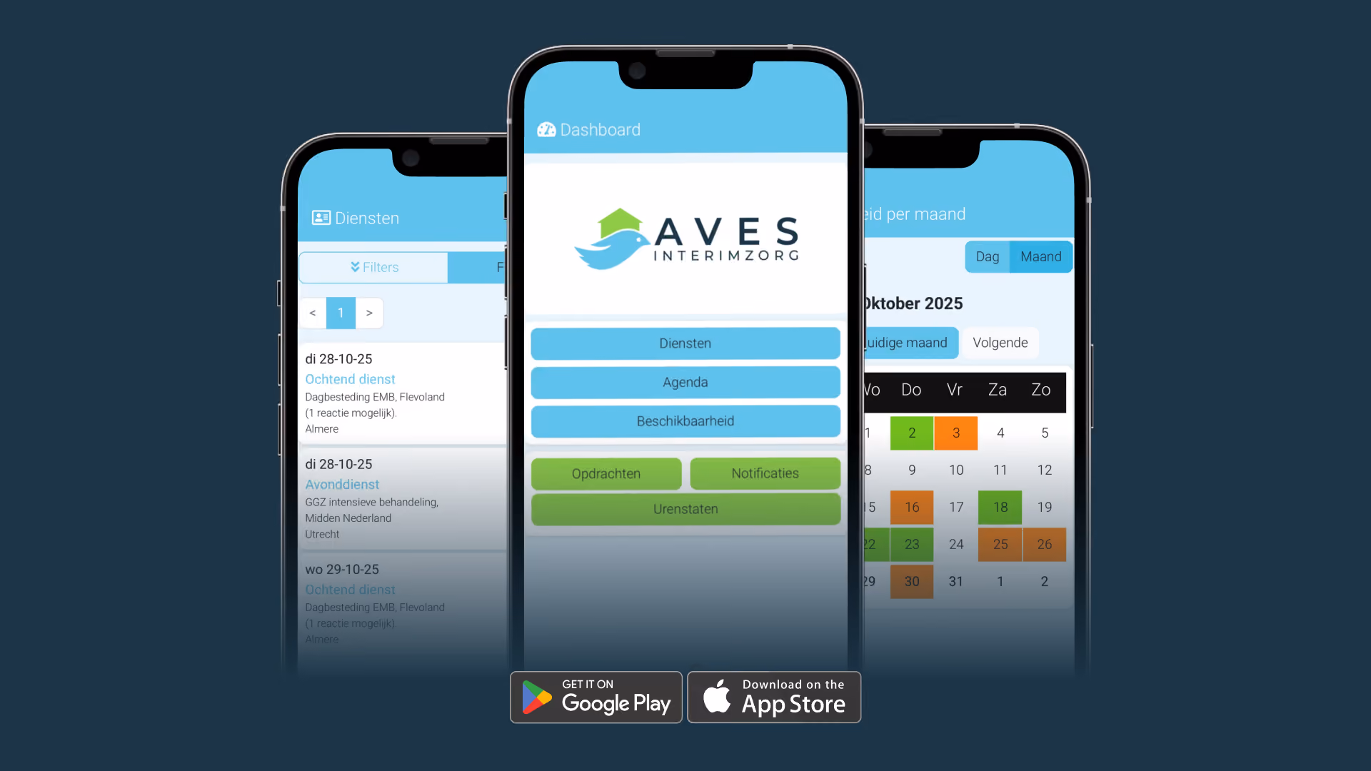 Mock ups van de AVES app
