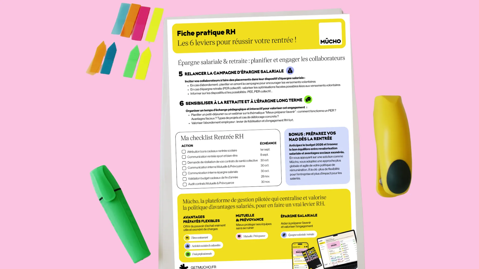 photo de la fiche rentrée sur fond rose
