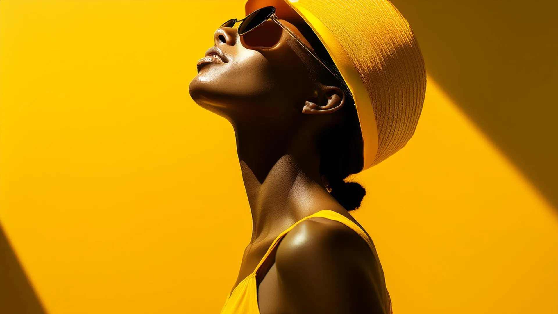 photo personne avec fond jaune orange