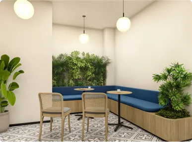 Horizontal’s Courlful Office Dining area Designed by Phi Designs