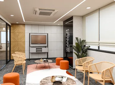 Horizontal’s Courlful Office Dining area Designed by Phi Designs