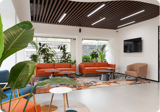 Modern Office Lounge Area Designed by Phi Designs Office Interior Designers.