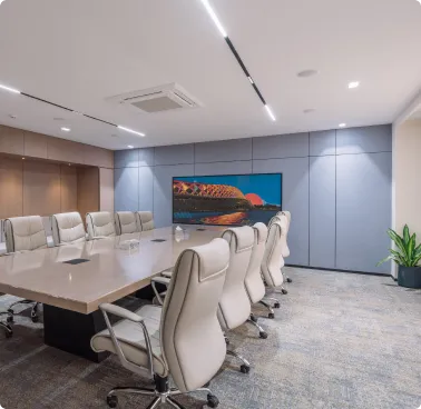 Stylish Office Conference Room Designed by Phi Designs Office Interior Designers.