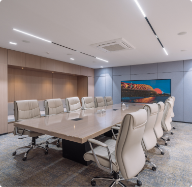 Stylish Office Conference Room Designed by Phi Designs Office Interior Designers.