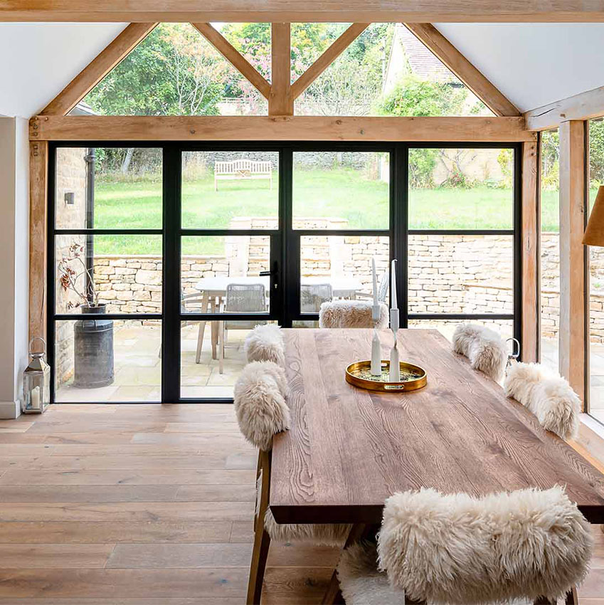 Kitchen Extension with Crittall Style Doors and Windows in Grey