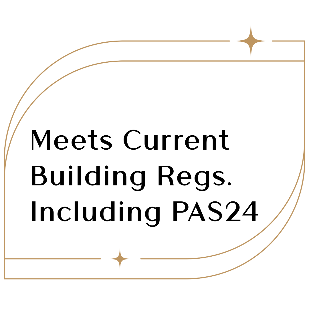 Meets current building regs. PAS 24