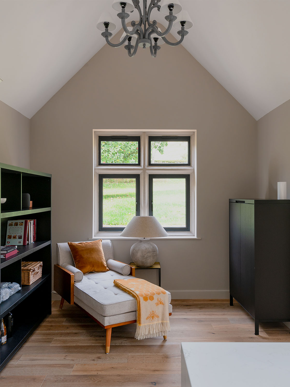 Black Crittall effect Partition Door in Lounge