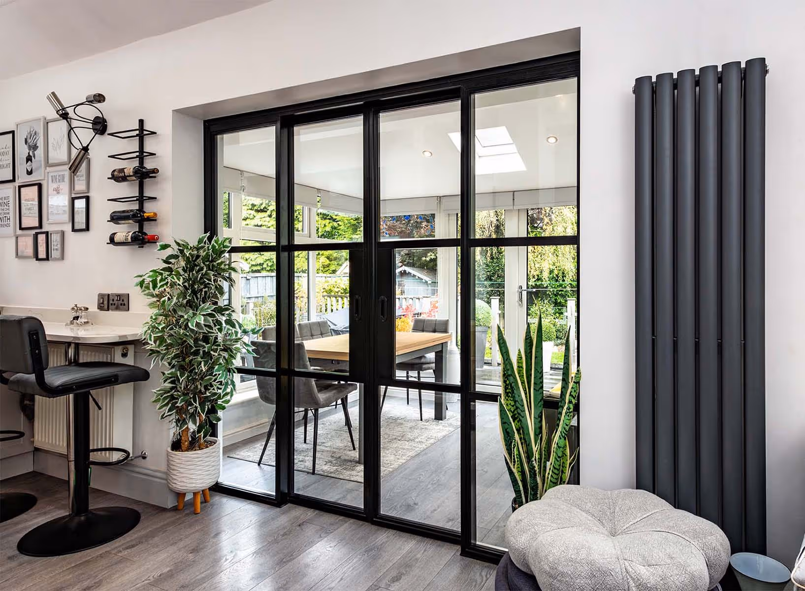 Black Internal Double Door Slider Leading into extension