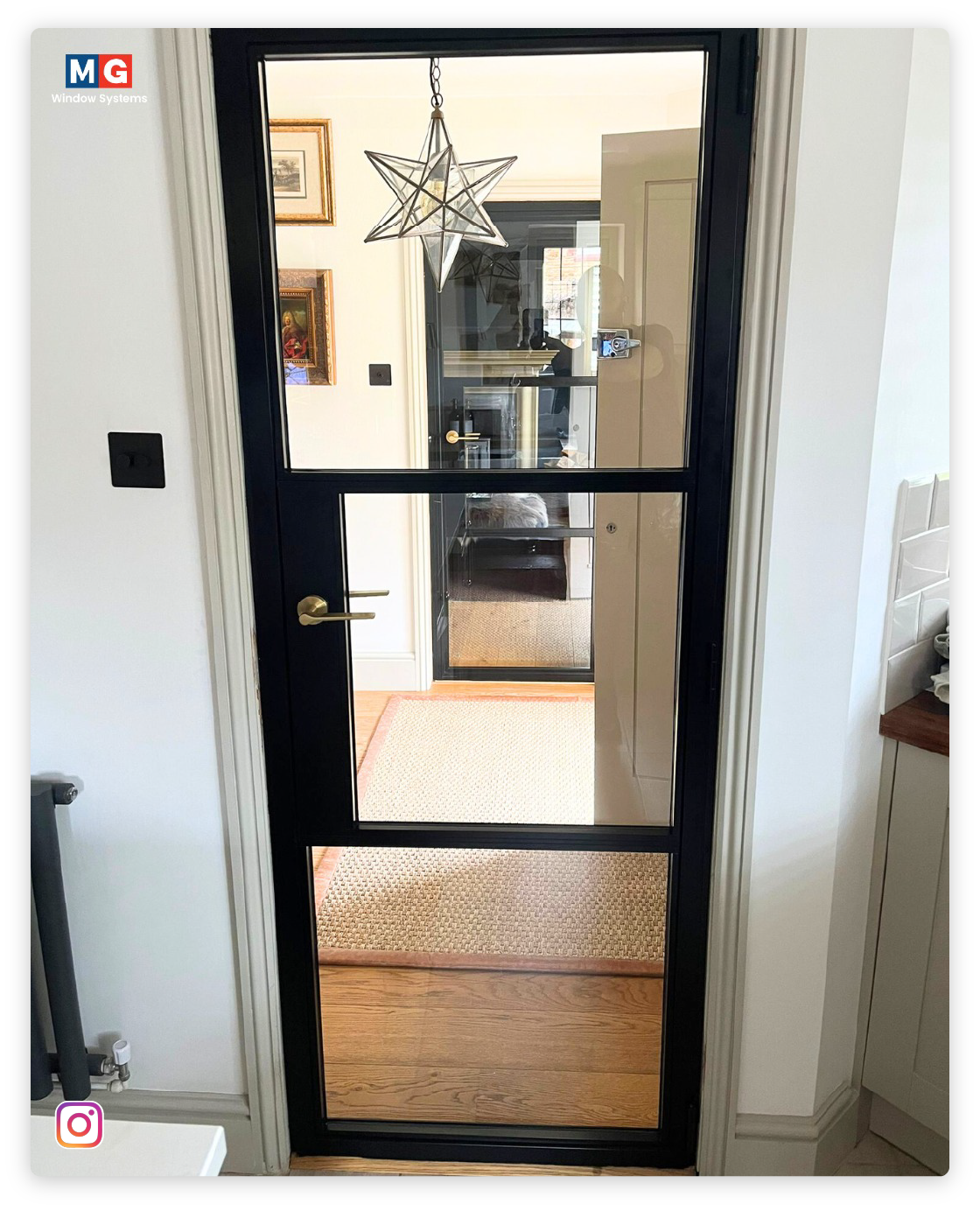 Internal privacy steel look door in modern home