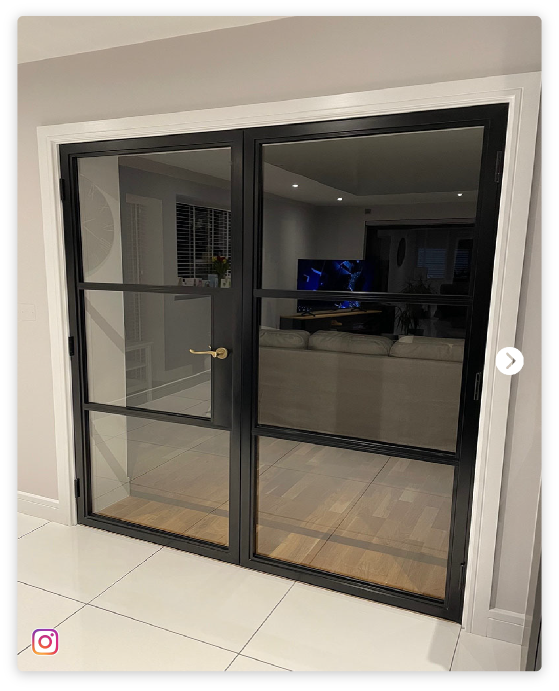 Internal privacy steel look door in modern home