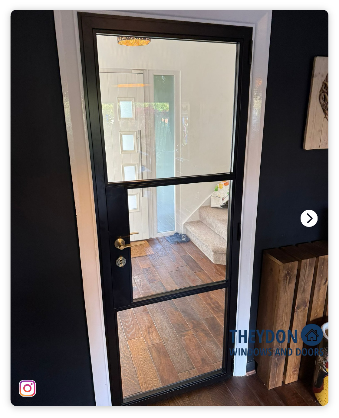 Internal privacy steel look door in modern home