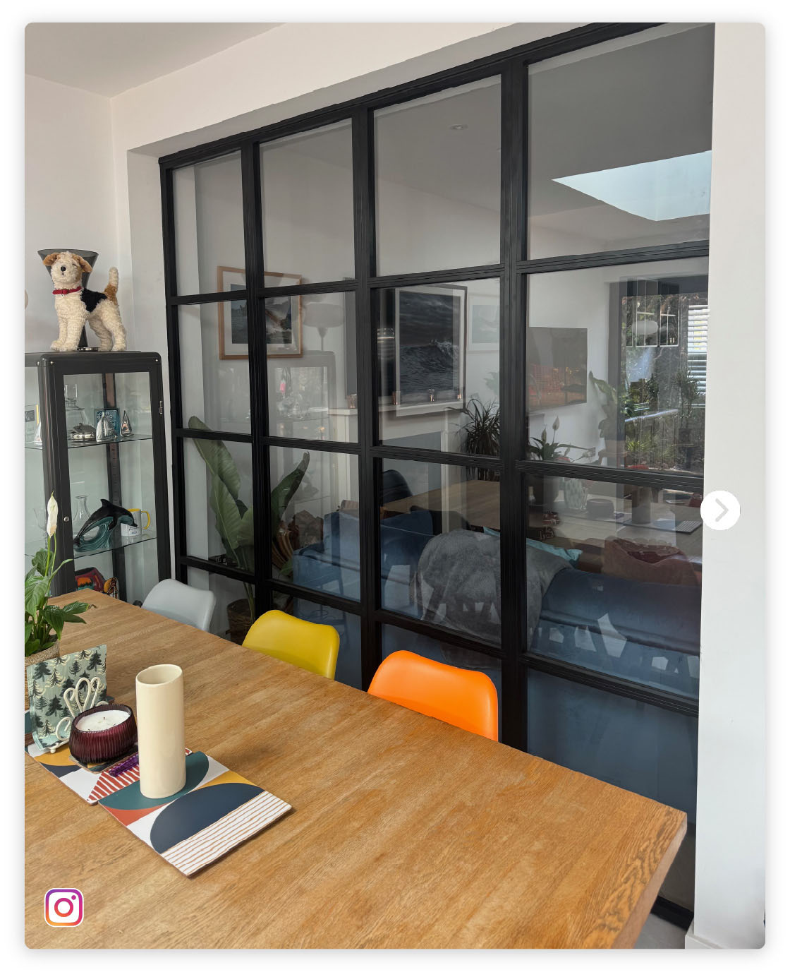 Internal privacy steel look door in modern home