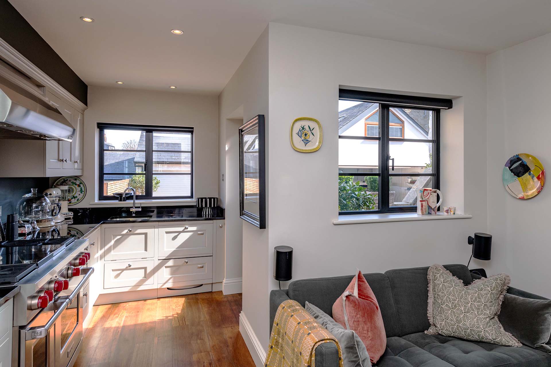 Stone Harrogate property featuring black heritage aluminium windows and doors installed by MPD Installations