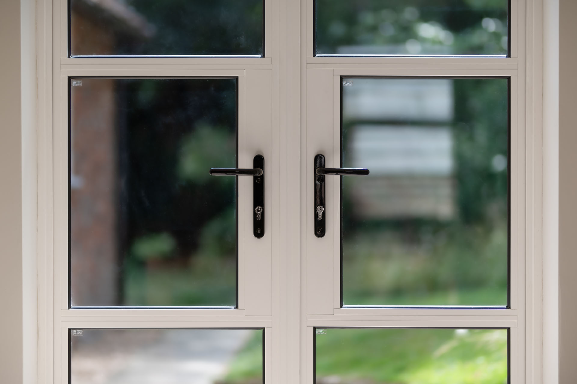 Glass energ efficient toughened glass on white heritage door