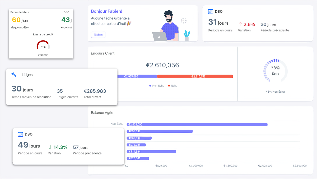 Interface du logiciel de recouvrement Kollekt pour relancer les impayés automatiquement