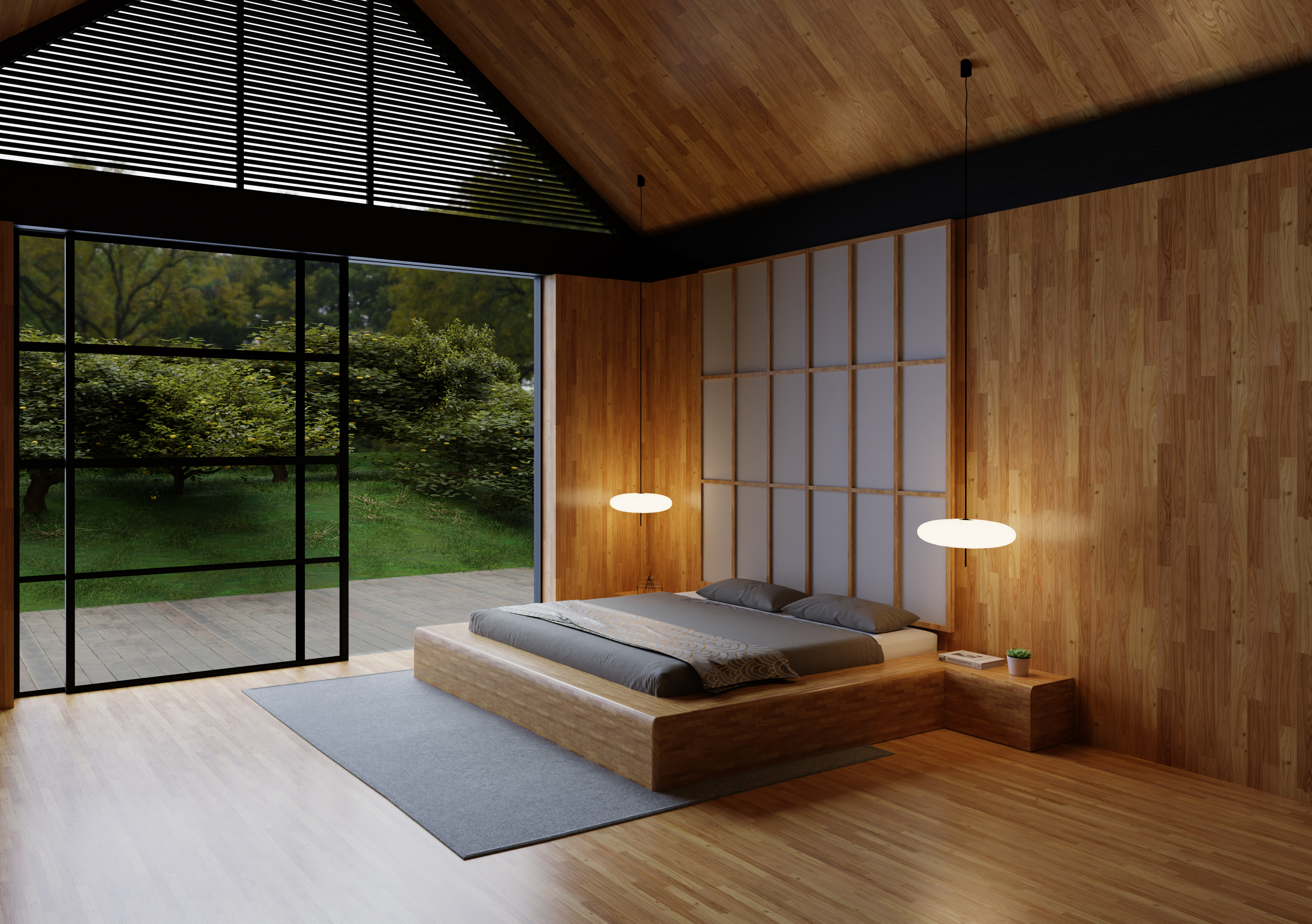 Animation et modelisation 3D - chambre - Dos Aguas House par Cinco Sólidos - Skying Studio