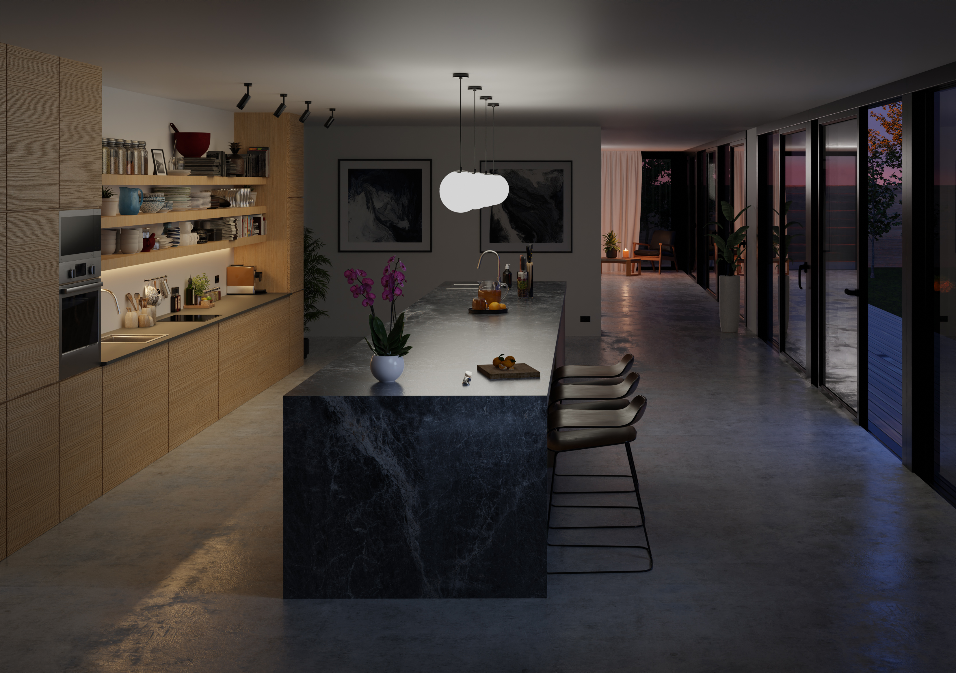 Animation et modelisation 3D - architecture intérieure - cuisine - Skying Studio