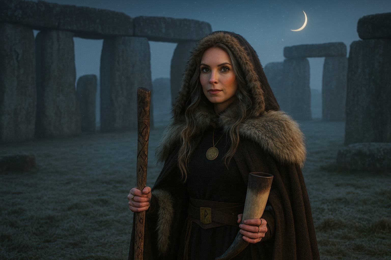 Shaman at Stonehenge on Winter Solstice