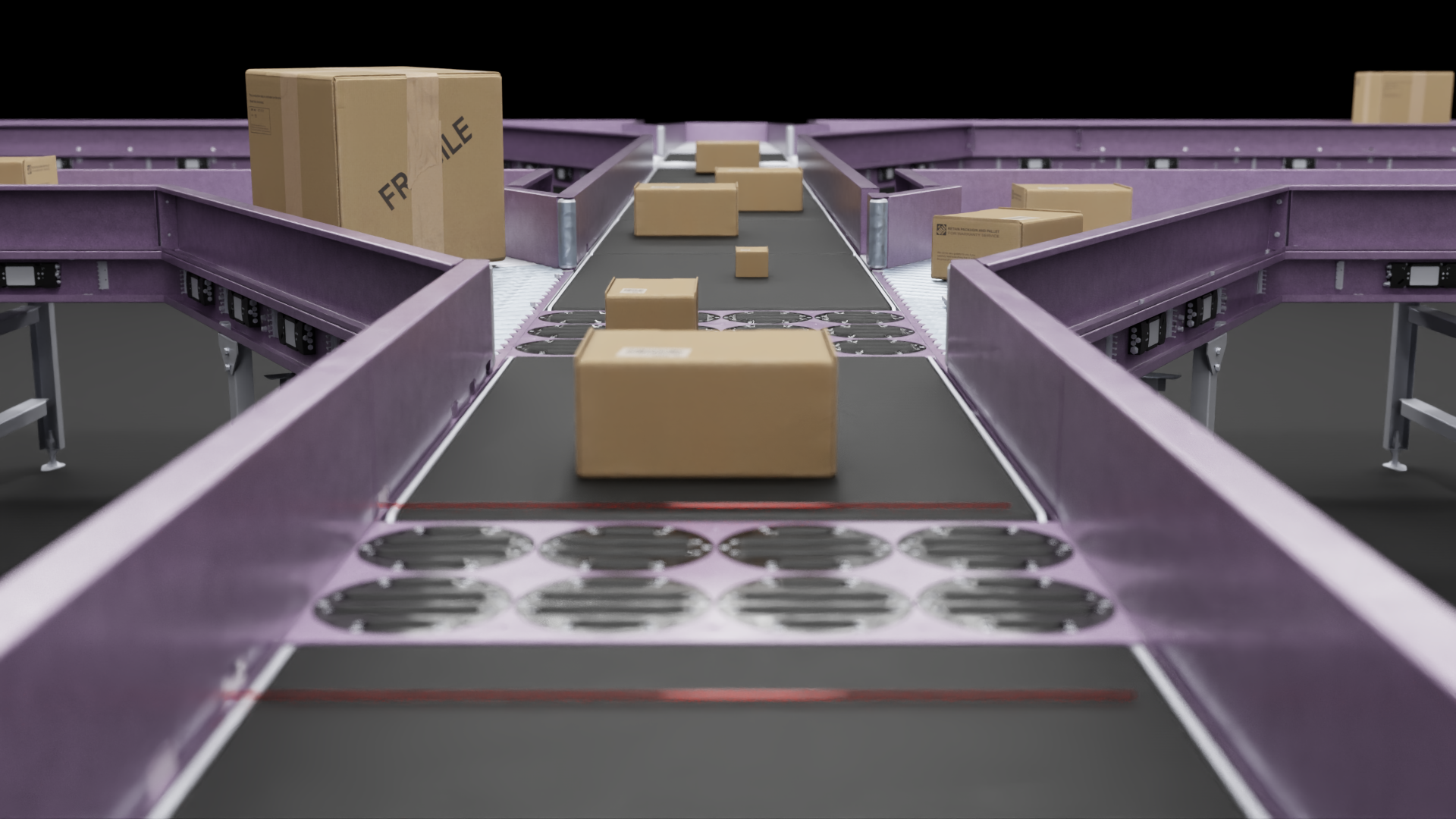 A 3d visualisation of a complex conveyor system