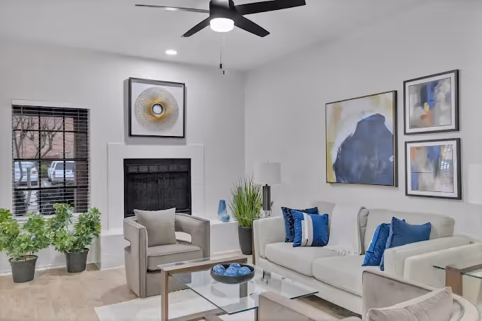 Bedroom with white bedsheets