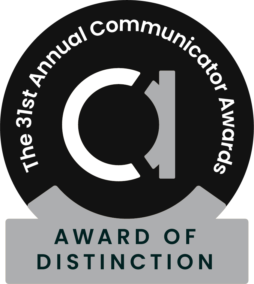 An emblem representing the Award of Distinction from the 31st Annual Communicator Awards