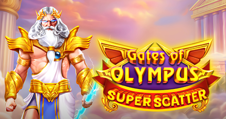 Gates of Olympus Super Scatter slot by Pragmatic Play main theme with Zeus & logo - Flush