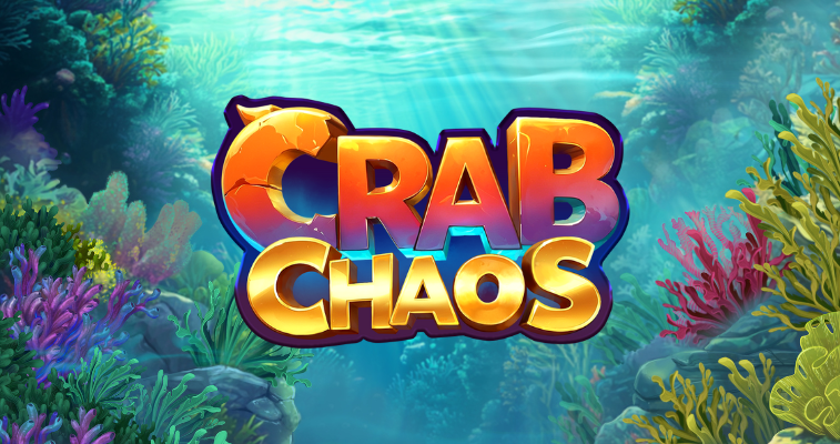 Crab Chaos Slot by Yggdrasil - Underwater seafloor with game logo overlay - Flush