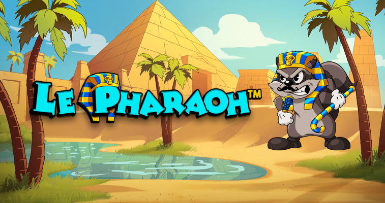 Le Pharaoh Slot - egyptian backgrpun with logo of the game and Smokey the bandit - Flush