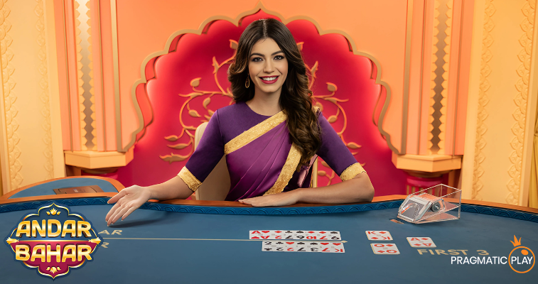 Andar Bahar Live Casino Game by Pragmatic Play with Indian theme set and female host - Flush