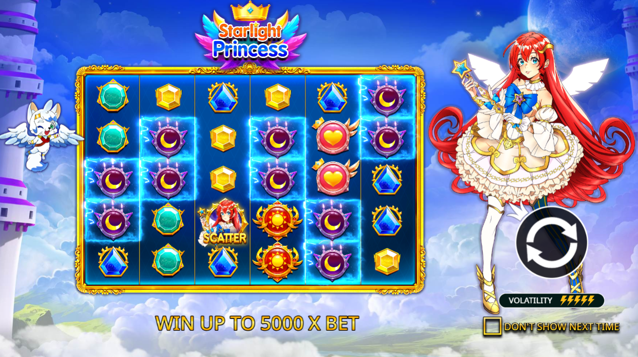 Random multipliers up to 500X in Starlight Princess by Pragmatic Play - Flush
