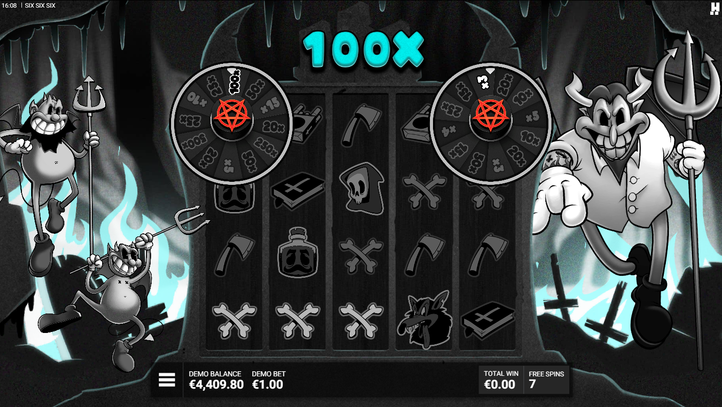 Let Hell Break Loose Free Spins Bonus in the Six Six Six slot by Hacksaw Gaming - Flush.