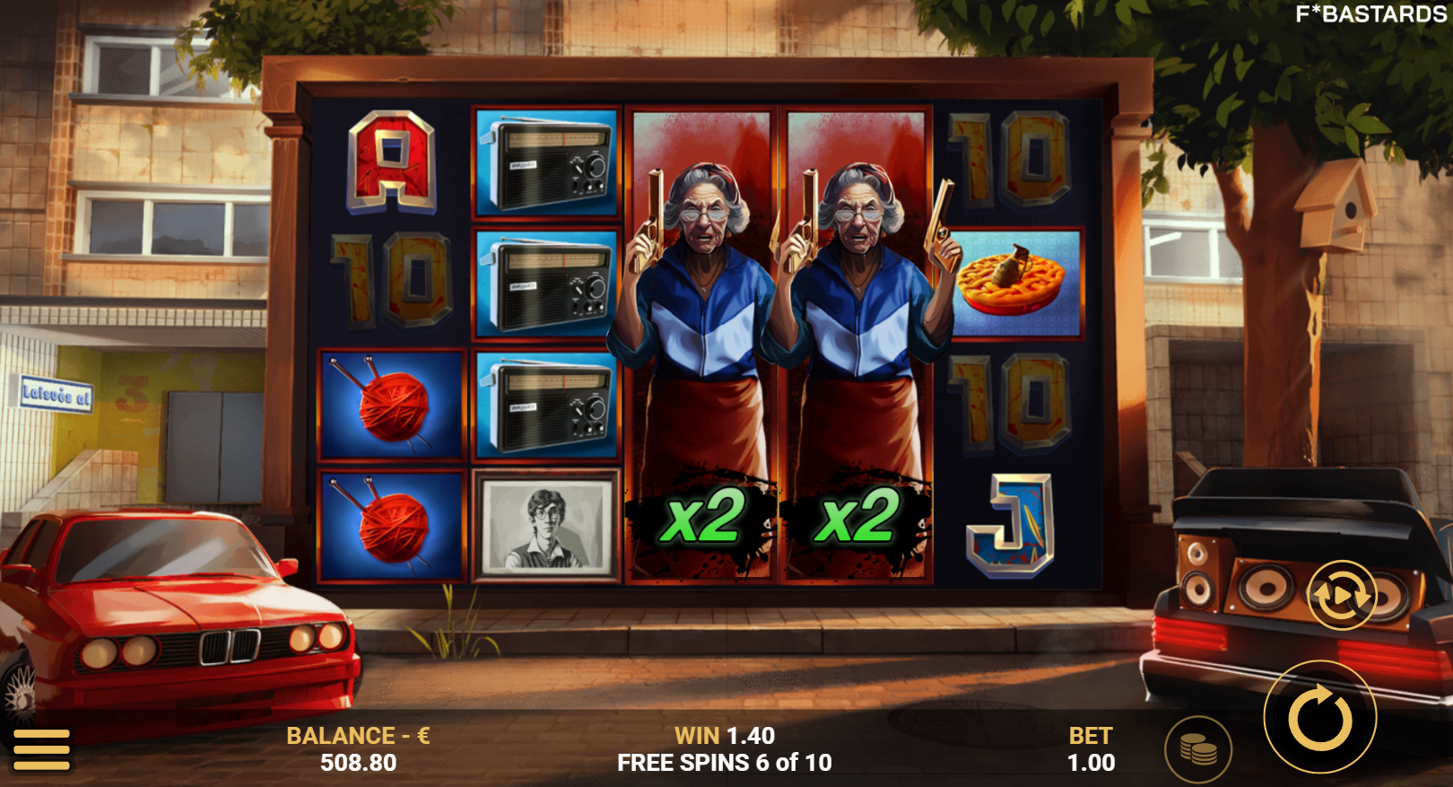 Bad Babushkas slot by F*Bastards during free spins bonus with an expanding wild symbol - Flush