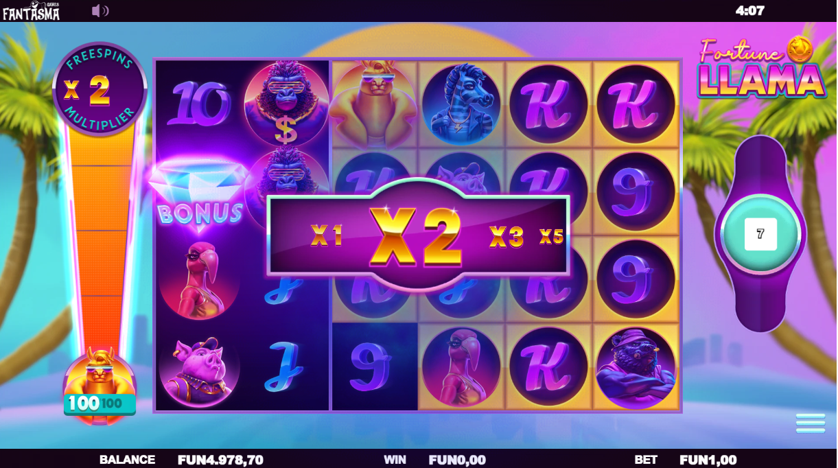 The Fortune Meter filling up in the Fortune Llama Fantasma slot - Flush